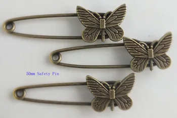 

Bronze butterfly shape 50mm safety pins 100pcs wholesale WF#5461