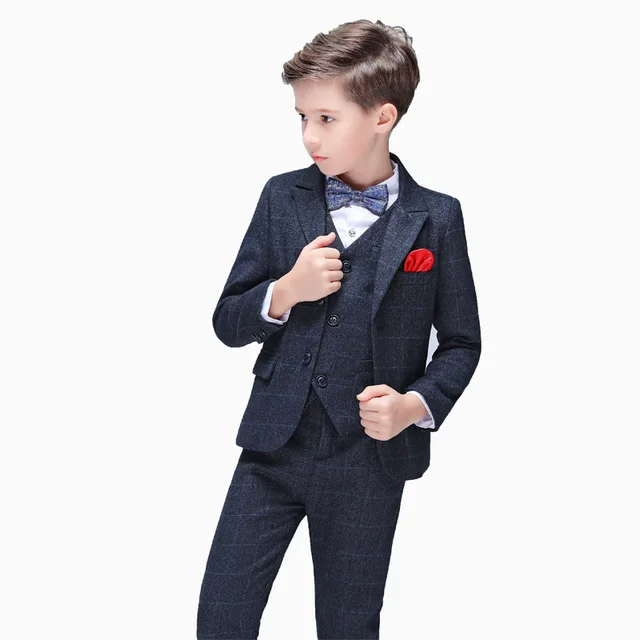 Jakcet Vest Pants K Торжественный костюм с цветочным узором для мальчиков на свадьбу; детский Блейзер; пиджак; жилет; брюки; галстук; 4 предмета; смокинг; вечерние комплекты одежды для джентльменов - Цвет: Jakcet Vest Pants K