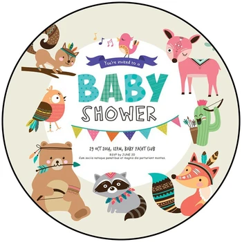 

Cute Cartoon Animals Printed Carpet Kids Crawling Play Mat Soft Educational Baby Area Rugs Round Children Play Blanket Floor Mat