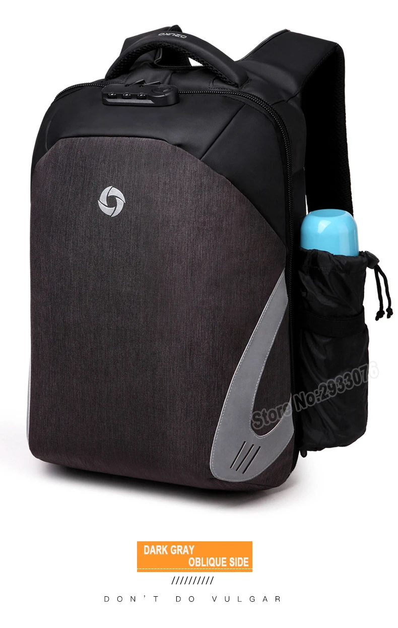 OZUKO, модный мужской рюкзак, Повседневный, многофункциональный, USB зарядка, 15,6, рюкзаки для ноутбука, с блокировкой паролем, Противоугонный рюкзак, мужской, Mochila