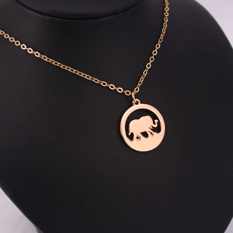 

hzew round elephant pendant necklace two colors animal elephant necklaces gift