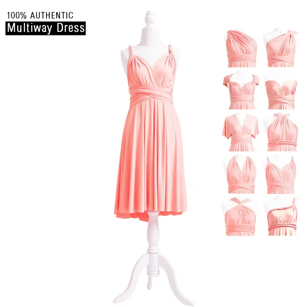 Peach Coral Bridesmaid Dress Short Infinity Dress Peach Pink