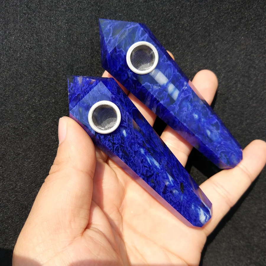 Прямая натуральный синий плавильный кварцевый кристалл курительная трубка+ фильтр кварцевый камень целебная палочка X07