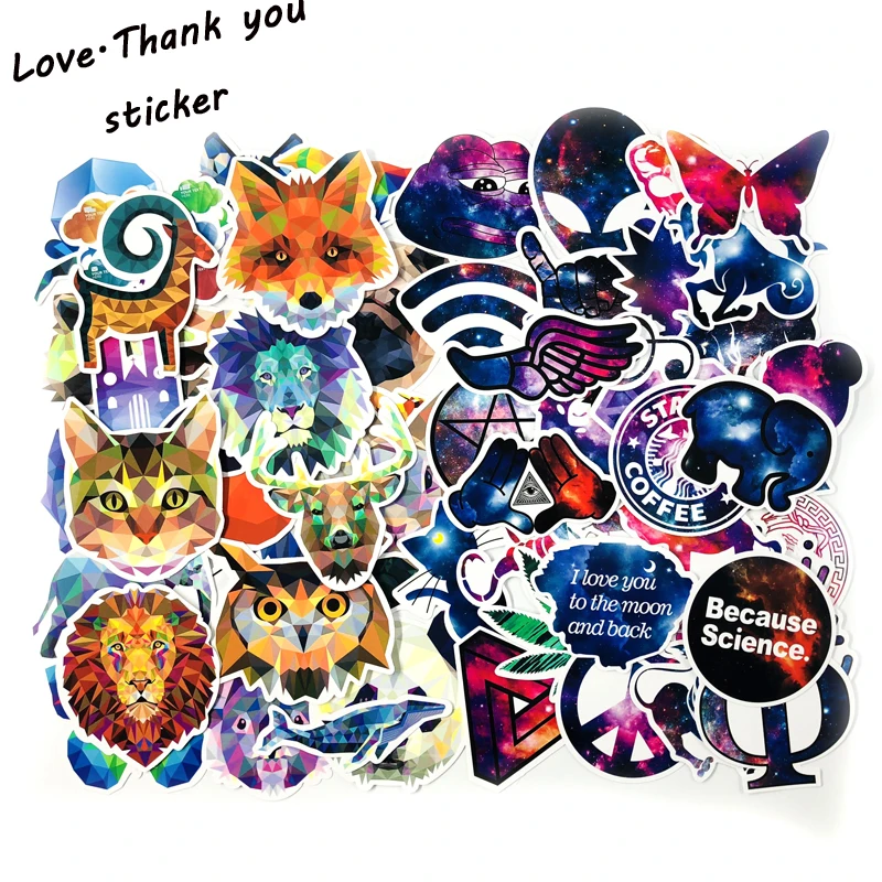 70PCS Animal Starry Sky Sticker Luggage Skateboard Doodle Vinyl Decals Car Styling Laptop Bike Toy Waterproof