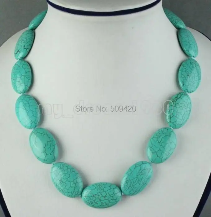 

W&O655 >>popular Lady's Women's Jewelry 3CM TURQUOISE BEADS NECKLACE
