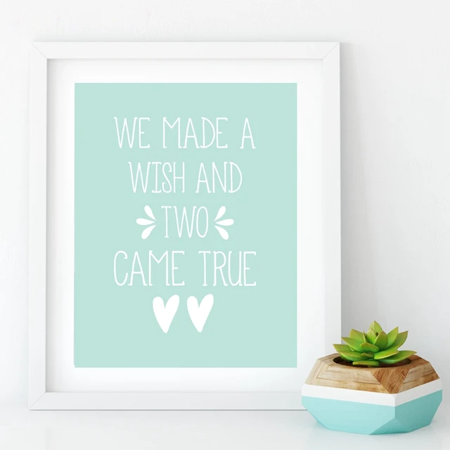twin quote canvas art prints we made a wish and two came true twin