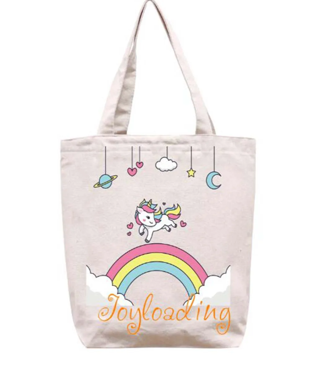 Joyloading Холст мультфильм милый Единорог Дизайн многоразовые Бакалея хозяйственная сумка на молнии Застежка складная сумка