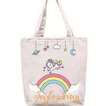 Joyloading Холст мультфильм милый Единорог Дизайн многоразовые Бакалея хозяйственная сумка на молнии Застежка складная сумка