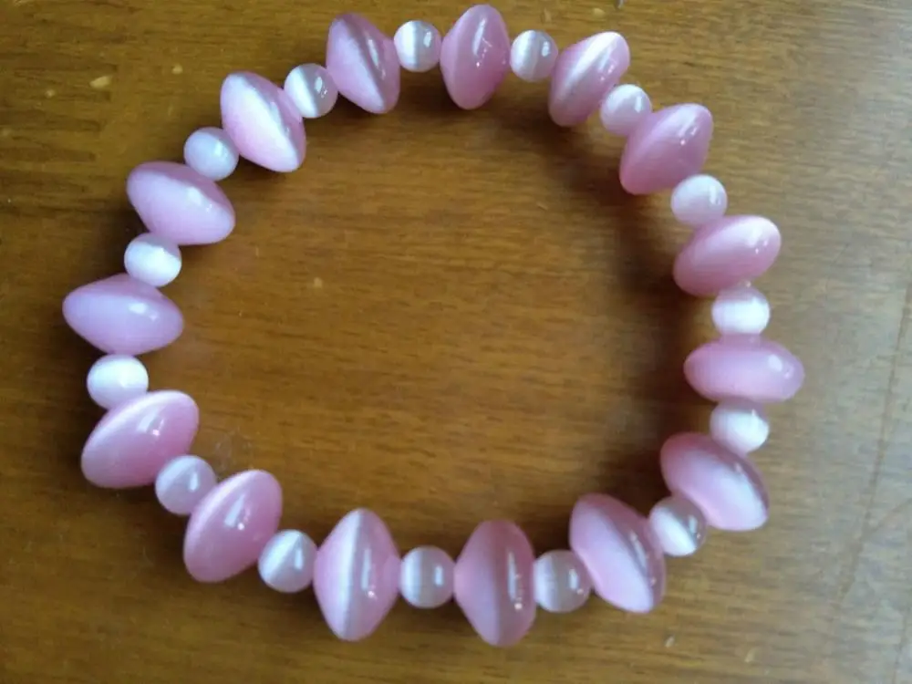 

New Fashion REAL Facets pink Round elastic bracelet 7 '' 0320 28%