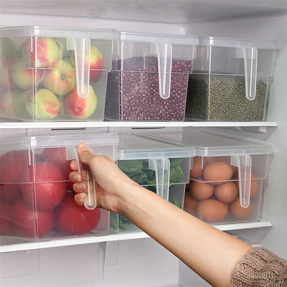 Кухня холодильник коробка для хранения прозрачныая полипропиленовая сбора корзина зерна фасоли Еда Контейнер Герметичный для дома, выдвижного ящика органайзер B4