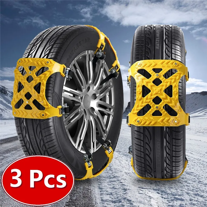 

3x TPU Snow Chains Universal Car Suit 165-265mm Tyre Winter Roadway Safety Tire Chains Snow Climbing Mud Ground Anti Slip