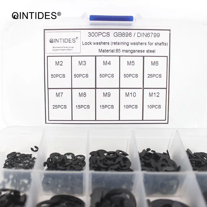 QINTIDES 300 шт удерживающее кольцо Circlip 65 марганцевая сталь GB896/DIN6799 шайба E тип
