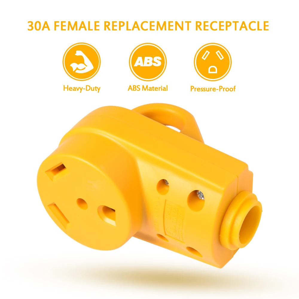 Сменная штепсельная вилка MICTUNING 125 V/30Amp Heavy Duty RV Female желтая Соединительная с
