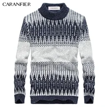 CARANFIER Winter Men Knitted Pullover Sweater Male Cotton Casual Sweater Turtleneck O-Neck Slim Fit Men Leisure Christmas Style