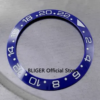 

39.9mm insert watch kit fit automatic movement blue ceramic bezel white marks mineral glass men's watch bezel BB3