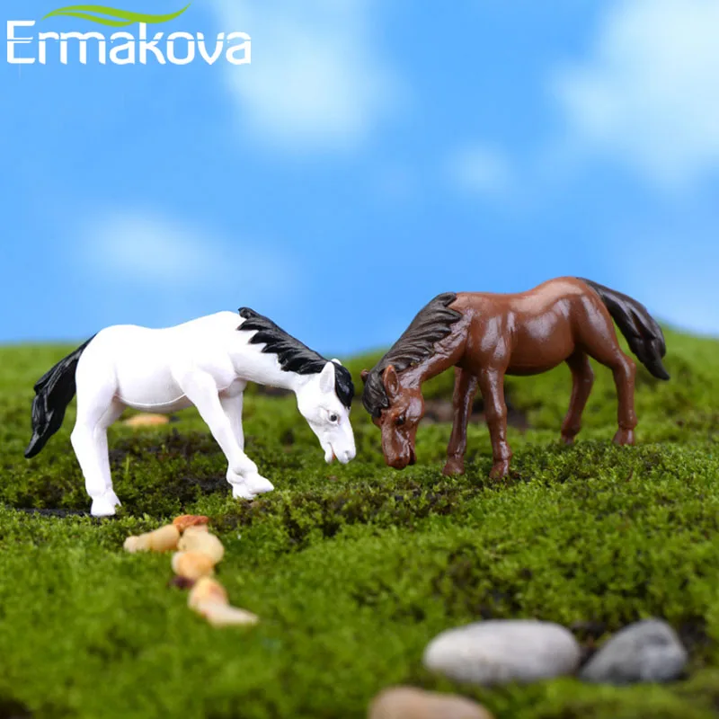 ERMAKOVA Смола мини лошадь миниатюрная фигурка животных Лошадь ремесло пейзаж Фея