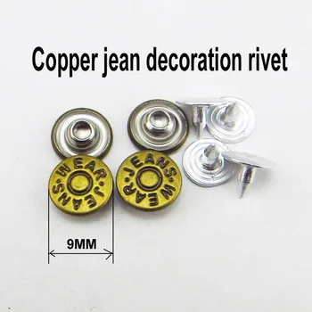 

50PCS 9MM copper bronze tone jean decoration RIVET buttons sewing clothes accessories bag fits trousers rivets MR-029