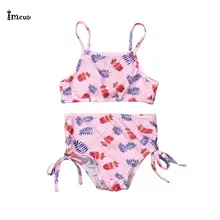 Розовый купальный костюм для маленьких девочек, купальный костюм, купальный костюм бикини, новейший купальник