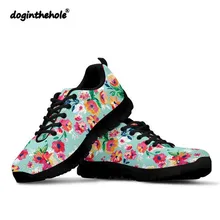 Doginthehole прогулочная обувь женские кроссовки с цветочным узором женские спортивные с сеткой дышащий легкий открытый черный Zapatos de mujer