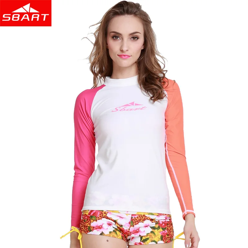 

SBART High Quality Women Long Sleeve Lycra Surf Rashguard upf50 Swim Rash Guard Swimwear Female Surf Swimsuit Windsurf