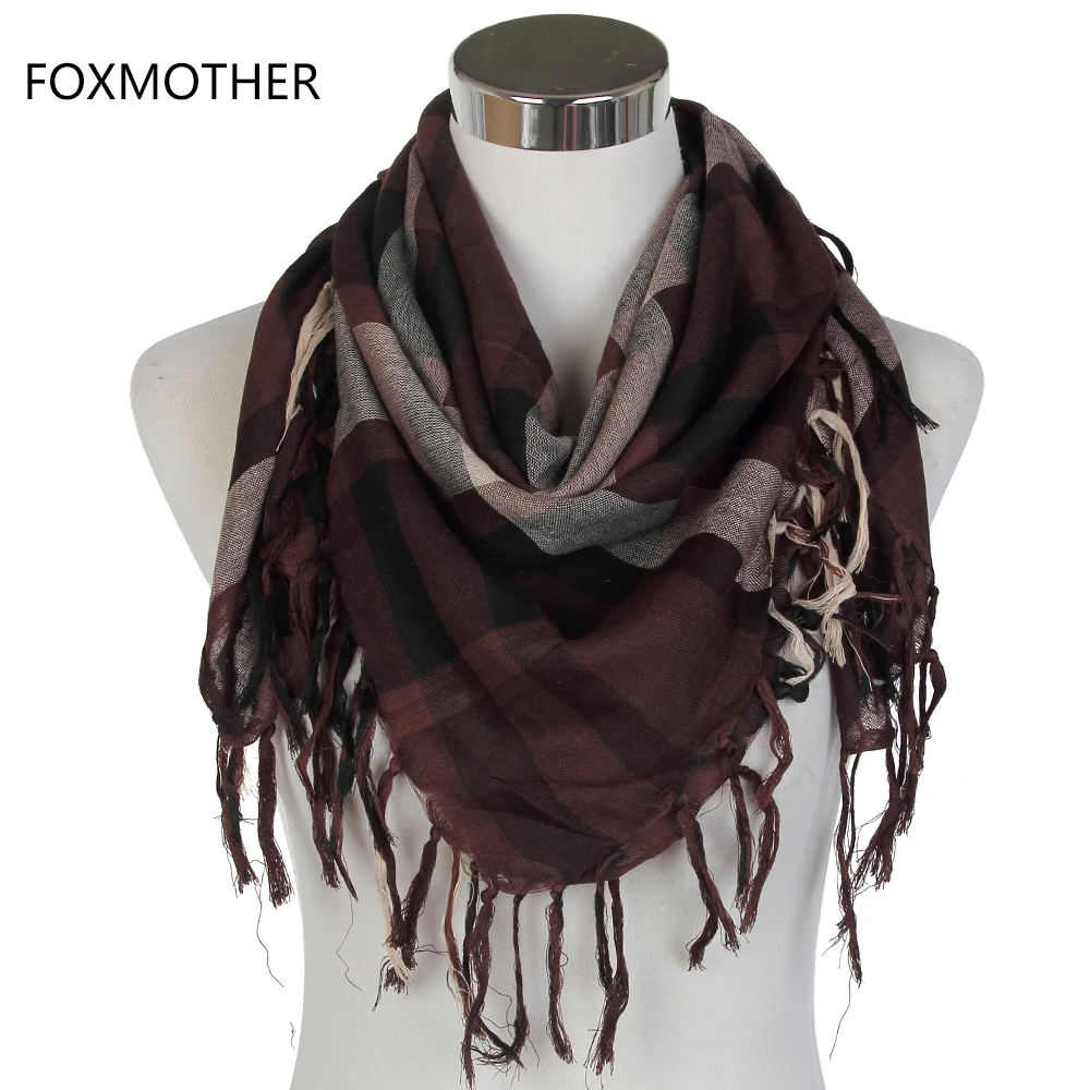 

FOXMOTHER 2017 Male Coffee Multicolor Arab Keffiyeh Shemagh Scarf For Mens