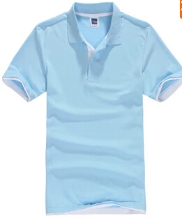 Бренд Camisa PoloShirt, Мужская Дизайнерская хлопковая рубашка, мужские футболки с коротким рукавом, спортивные футболки, футболки для тенниса размера плюс, XXXL, Blusas, топы - Цвет: sky blue