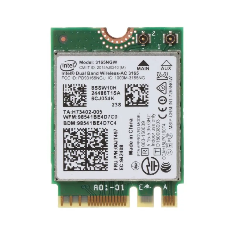 Intel 00JT497 3165NGW беспроводной-AC двухдиапазонный для lenovo ThinkPad Bluetooth WiFi IBM карта ноутбук NGFF Wlan