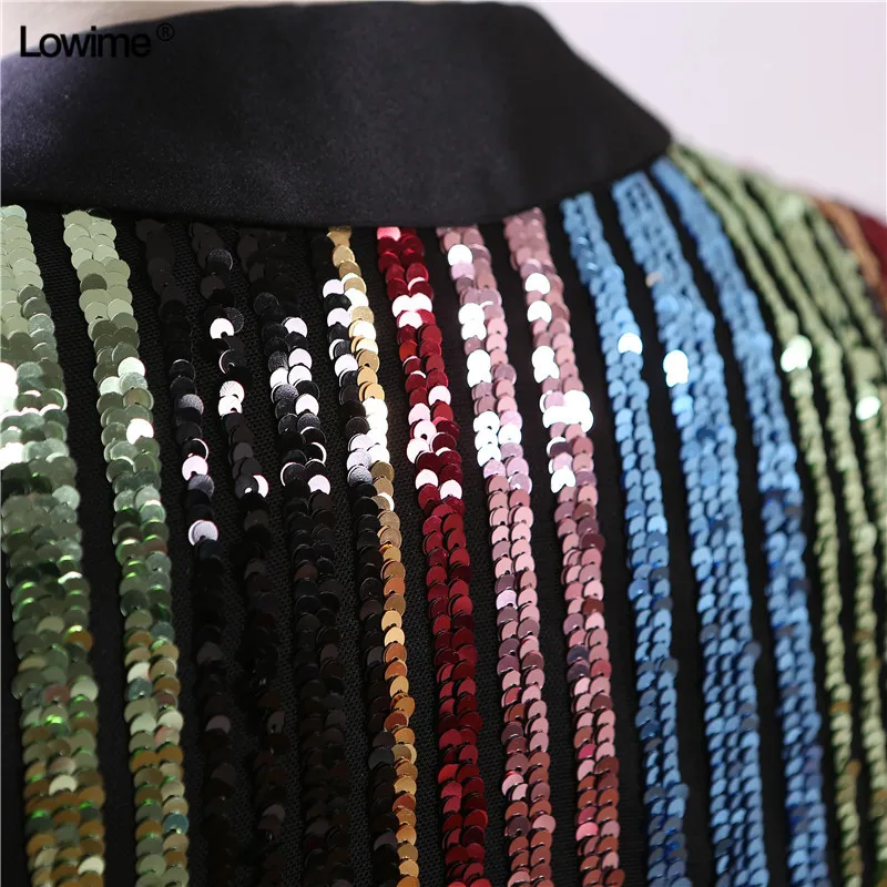 High Quality Full Sequined vestido de festa Long Sleeves V-Neck Colorful Prom Dresses 2018 (2)
