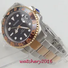 Luxury Brand parnis Black Dial ceramic Bezel GMT Luminous Sapphire Glass 40mm relogio masculino Automatic movement men's Watch Luxury Brand parnis Black Dial ceramic Bezel GMT Luminous Sapphire Glass 40mm relogio masculino Automatic movement men's Watch