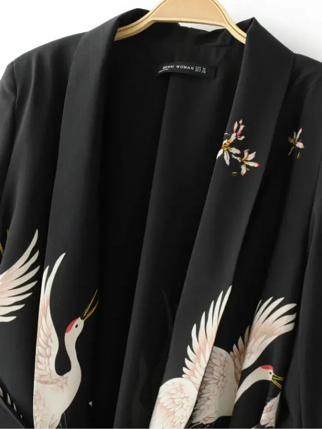 Новая женская мода и ветер осень Xianhe штамп кимоно куртка Женский пояс W0928