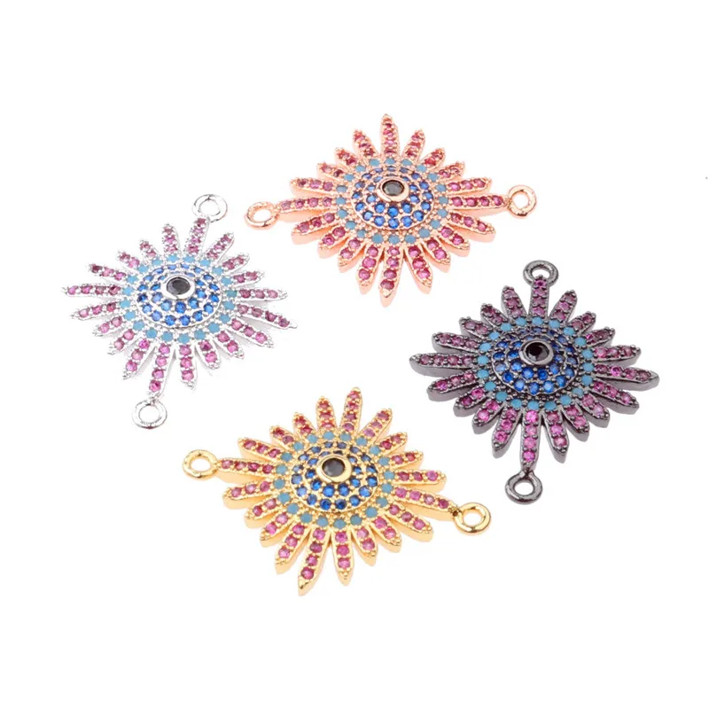 

Colorful CZ Zirconia 4 Metal Color Connector Custom Bracelet Necklace Bracelet Earrings Natural Stone Materials Jewelry Making