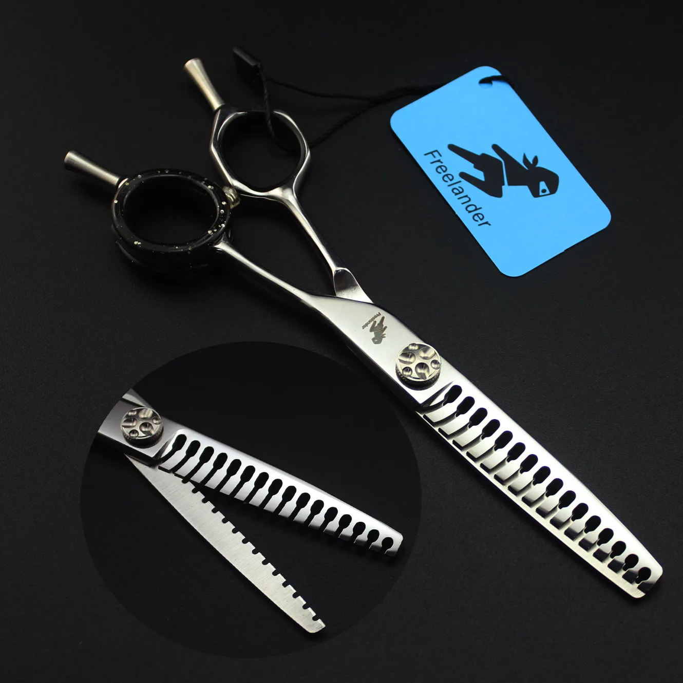 6.0" Hairdressing Scissors Fishbone double side Teeth 440C Haircut Barber Makas Thinning Shears professional Hair Scissors