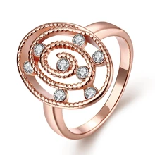 Cocktail Ringe Rose Gold Überzogene Höhlte-cut Oval Echte Schmuck Für Frauen Mosaik Strass Hochzeitskleid Zubehör 2015