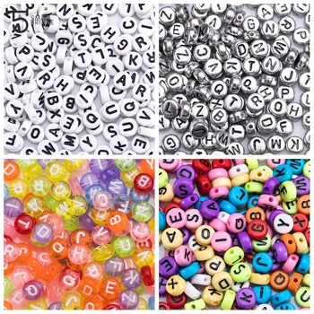 

200pcs Flat Round Acrylic Letter Beads for jewelry making Bracelet DIY Accessories Alphabet Diy Beads Wholesale P600