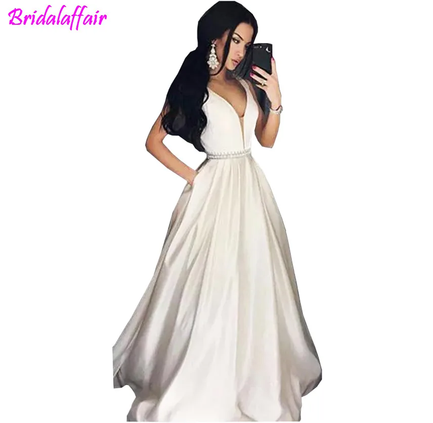 

2018 Elegant Plus Size Prom Dresses A-Line Floor-length Long Formal Dress Evening Gown Beads Sash Robe De Soiree