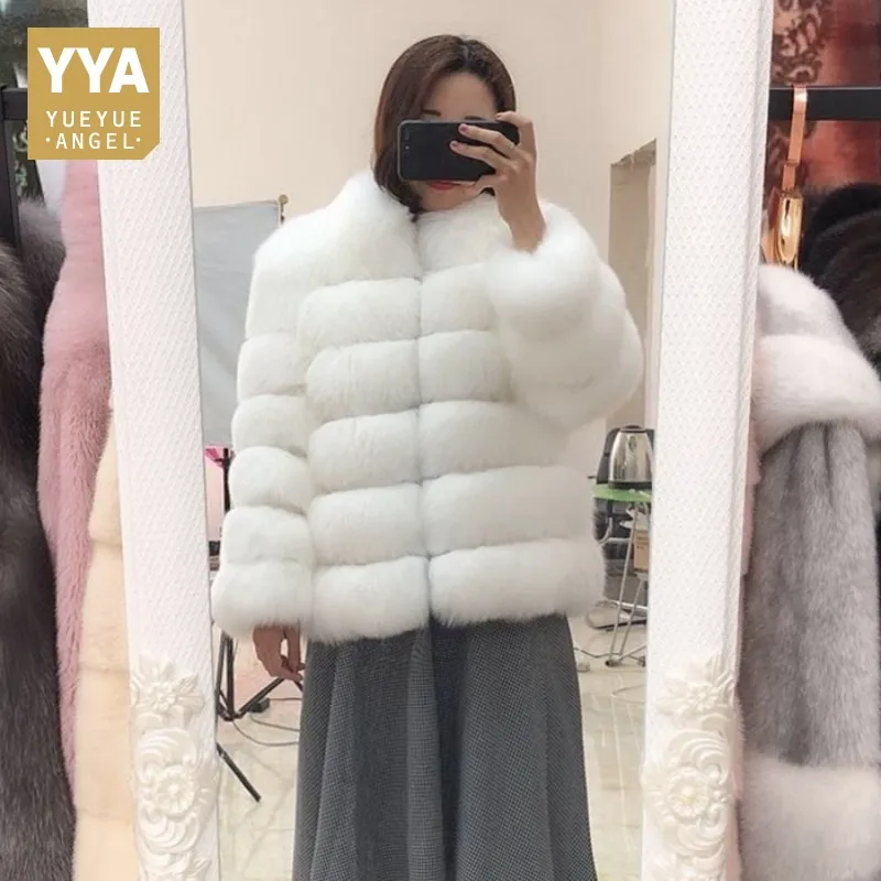 Зимняя шуба из натурального Лисьего меха женская модная меховая куртка Женская