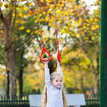 

Kids Outdoor Indoor Multifunction Adult Wood Trapeze Swing with Plastic Rings Funny Game Toys For Chhildren Sport Birthday Gift