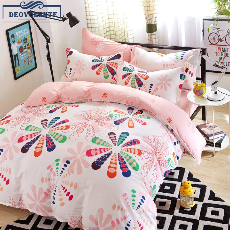 

1PCS Duvet Cover 100% Cotton Quilt Pink Princess Geometrical Nordic Style Quilt Minimalism Polyester Reactive Duvet Cover