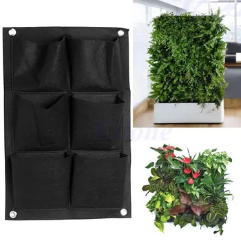 

6 Pockets Vertical Garden Wall Planter Hanging Planting Bag FOR Herbs