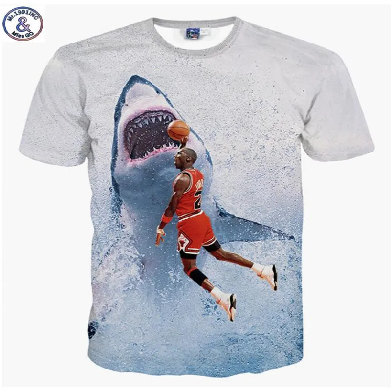 Mr.1991INC&ampMiss.GO Summer Men clothing Camisetas 3D t shirt shark printed short sleeve mens t-shirts | Мужская одежда