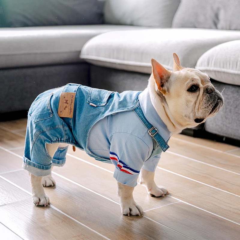 Французская одежда для бульдога, джинсовая одежда для собак, комбинезоны для собак на осень и зиму, одежда для домашних животных для собак, пальто, куртка, Ropa Para Perro