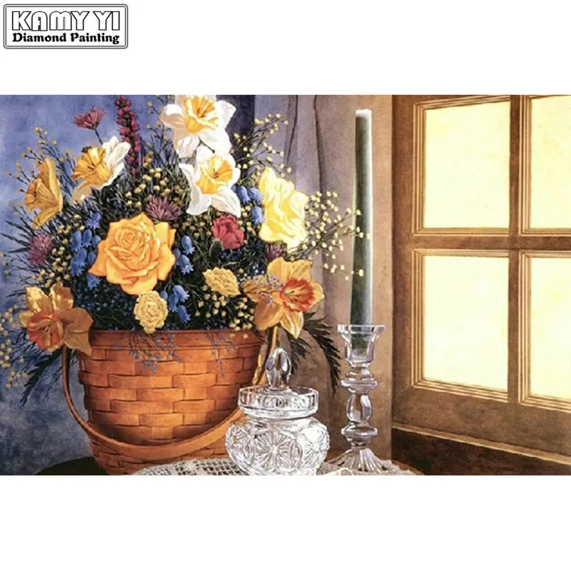 Diamond Embroidery Flower basket Mosaic Kit Painting Square&ampRound Picture Rhinestone Sale Home Decoration LWR | Дом и сад