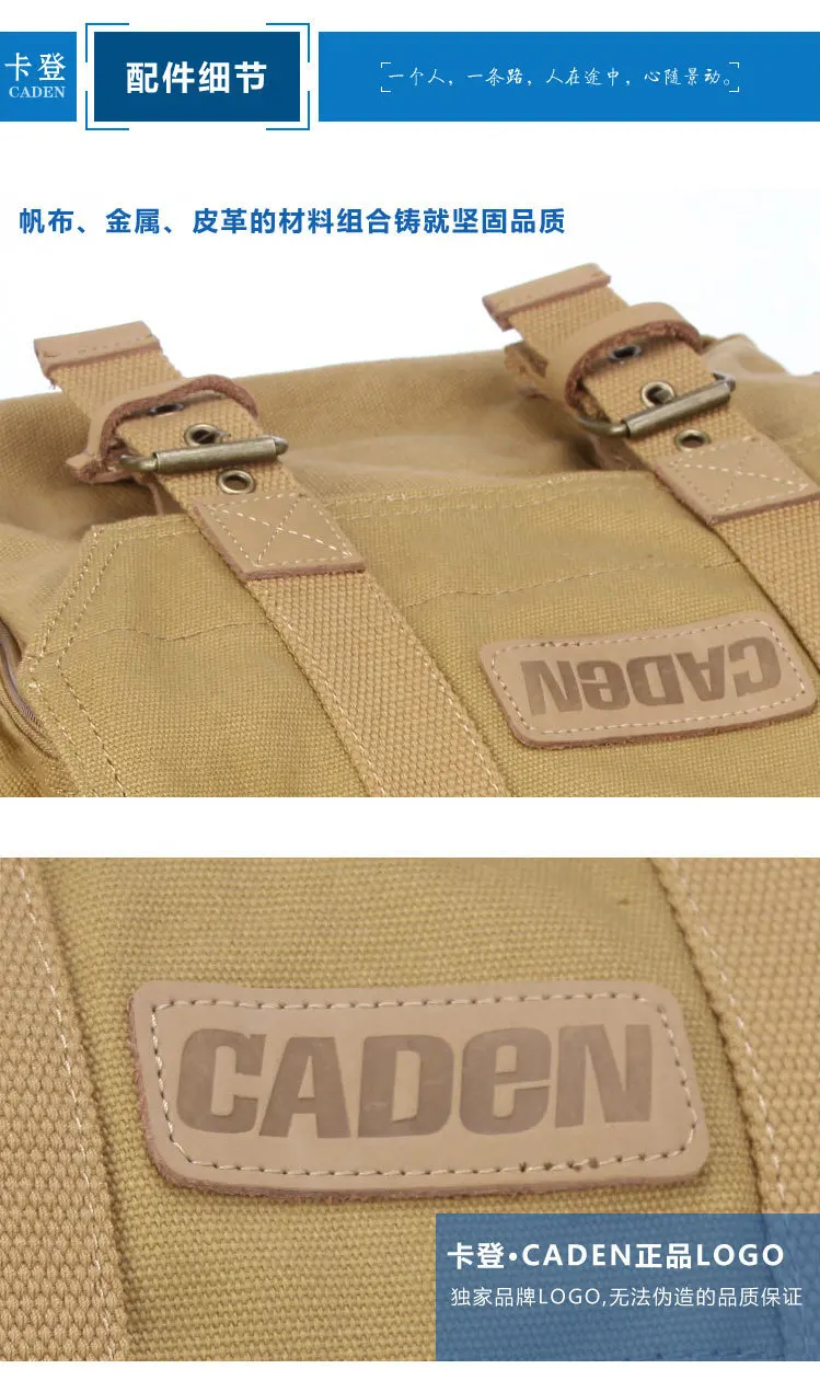 Caden Холст Камера Слинг сумки через плечо DSLR фото видео мягкая сумка Пакет Дорожная камера Защитные чехлы для Canon Nikon sony F1
