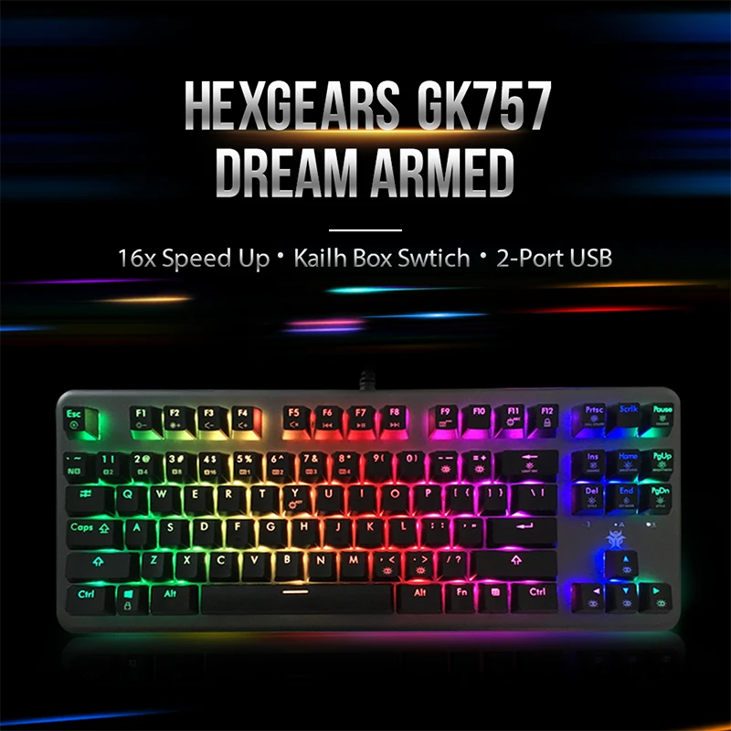 HEXGEARS GK757A Mechanical Keyboard RGB Backlight Clavier Gamer 87 Keys