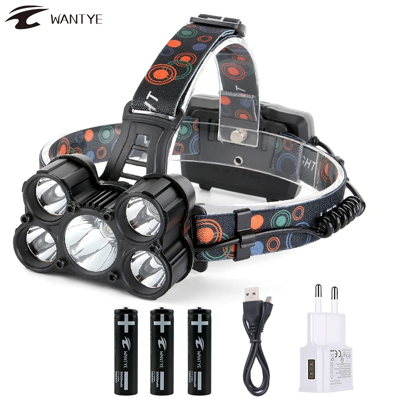 Beste 20000Lm Koplamp Koplamp USB XM 5T6 LED Head lamp Oplaadbare Hoofd Zaklamp 18650 Waterdichte Hoofd zaklamp