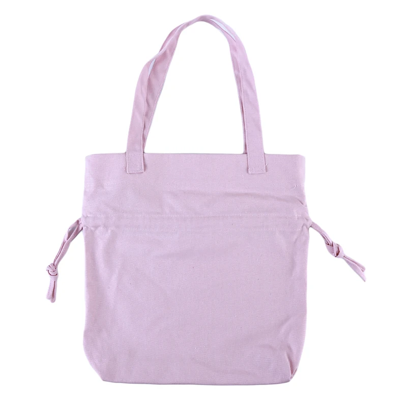 

Canvas Shopping Bag Drawstring Design Handbag Large Ladies Shoulder Bag Reusable Shopping Green Folding Female Beach Bag