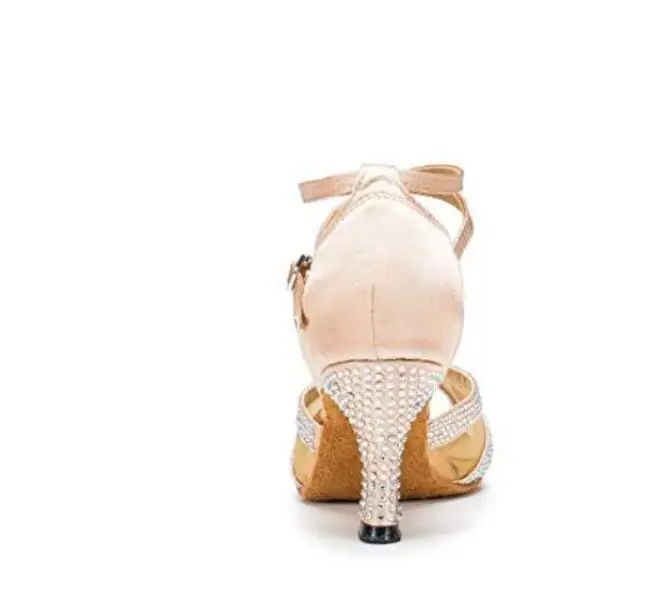 Женские кроссовки; Танцевальная обувь для латиноамериканских танцев для девочек; стразы; бальные туфли для латинских танцев; женская обувь для сальсы; вирусные цвета; JuseDanc - Цвет: skin heel 7.5cm