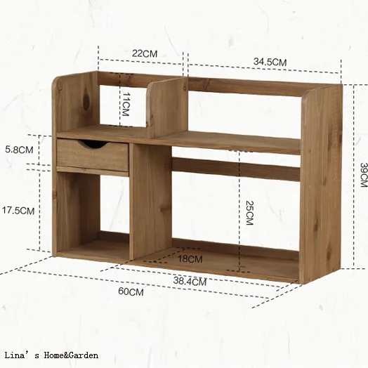 multiple use hand made solid desk wooden book shelf with a drawer (2)