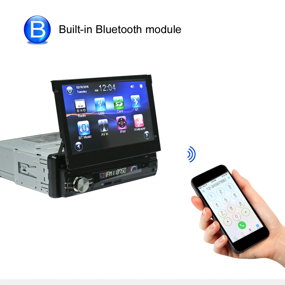

RM-CW0013G Car MP5/MP4 Player Universal 7 Inch Retractable Touch Screen Bluetooth FM Stereo Radio Support Steering Wheel Control
