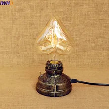 IWHD Винтаж Лофт настольная лампа В индустриальном стиле творческий водопровод edison, стол рядом настенный светильник светодиодный E27 переключатель Lamparas De Меса